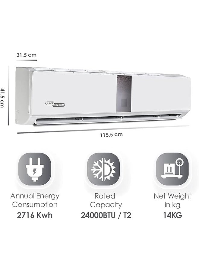 سوبر جنرال مكيف هواء سبليت بضاغط هواء ترددي SGS260HE أبيض - Image 2