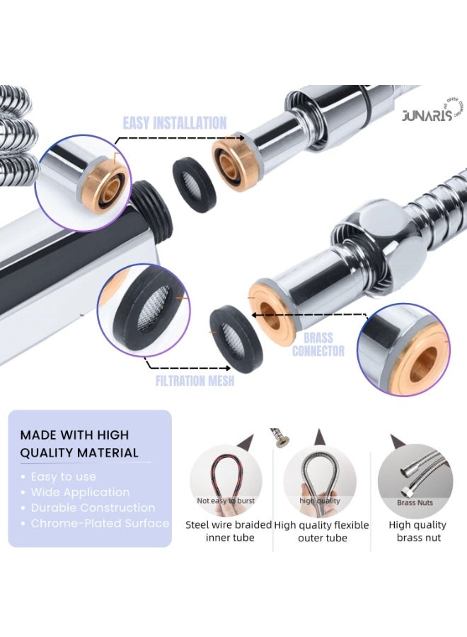 JUNARIS Handheld Shower Head Set Black with Filter, Showerhead with 150CM Shower Hose 5-mode with Hard Water Filter for Bathroom Remove Chlorine and Harmful Substance  - Image 4