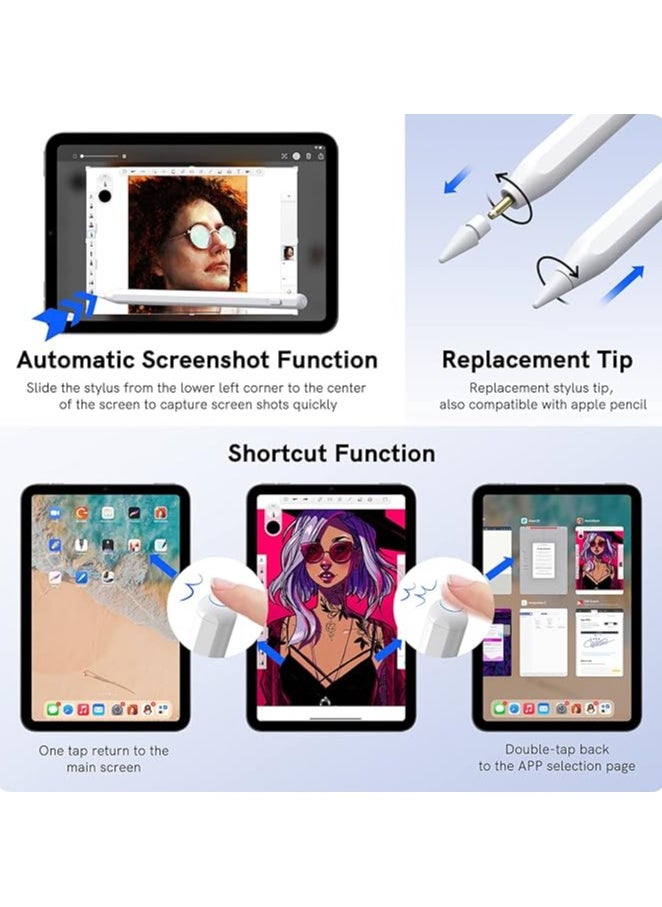 ج ت س آ ل - قلم IPad الجيل الثاني مع قلم شحن USB مغناطيسي لجهاز iPad مع خاصية رفض راحة اليد متوافق مع iPad 10/9/8/7/6 iPad Mini 6/5 iPad Air 5/4/3 iPad Pro 11" iPad Pro 12.9" 6/5 /4/3 - Image 1