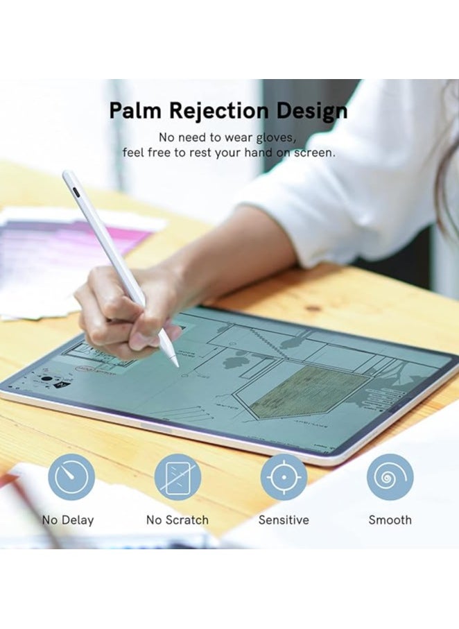 ج ت س آ ل - قلم IPad الجيل الثاني مع قلم شحن USB مغناطيسي لجهاز iPad مع خاصية رفض راحة اليد متوافق مع iPad 10/9/8/7/6 iPad Mini 6/5 iPad Air 5/4/3 iPad Pro 11" iPad Pro 12.9" 6/5 /4/3 - Image 1