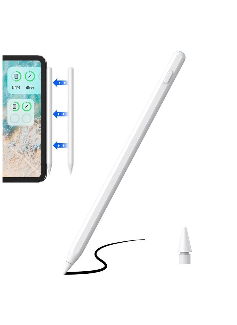 ج ت س آ ل - قلم IPad الجيل الثاني مع قلم شحن USB مغناطيسي لجهاز iPad مع خاصية رفض راحة اليد متوافق مع iPad 10/9/8/7/6 iPad Mini 6/5 iPad Air 5/4/3 iPad Pro 11" iPad Pro 12.9" 6/5 /4/3 - Image 1