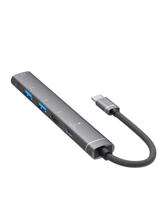 USB C Hub USB 3.0 Hub with 3.5mm Headphone Aux Jack, 5-in-1 15W PD, USB 3.0, USB 2.0, USB C Ports, USB C Dongle for MacBook Air/Pro,XPS,iMac,iPad Pro - Image 2