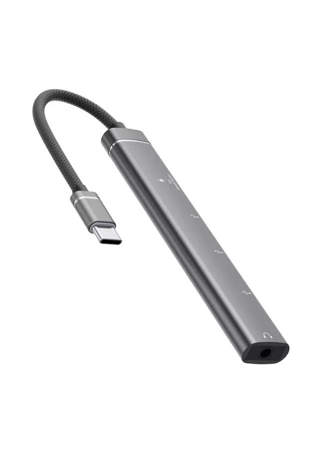 USB C Hub USB 3.0 Hub with 3.5mm Headphone Aux Jack, 5-in-1 15W PD, USB 3.0, USB 2.0, USB C Ports, USB C Dongle for MacBook Air/Pro,XPS,iMac,iPad Pro - Image 3