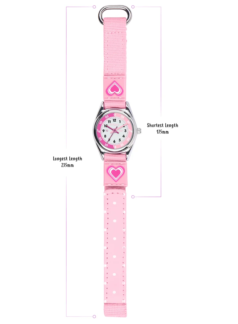 Tikkers Tikkers Girls Pink Canvas Rip Strap Heart Watch, Purse, & Bracelet Set - ATK1031