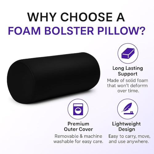 Wakefit Medium Firm Bolster Pillow | Pack of 1 | 23x8 Inch | Foam & Removable Velvet Fabric | Machine Washable Cover | for Bed, Sofa & Diwan | Blue - Image 5
