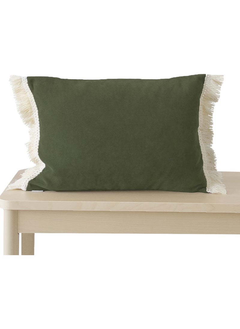 Ritmo Home Tasseled Fringed Scandinavian Throw Pillow Case Green  - Image 1