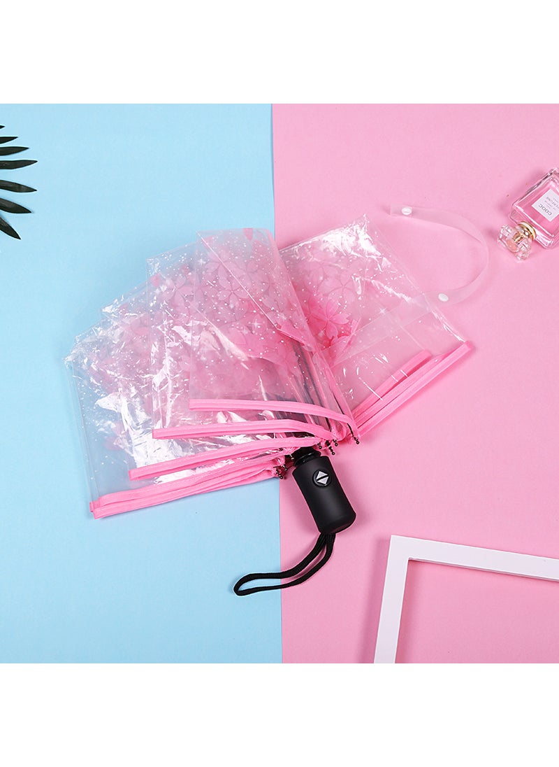 Generic - Automatic Folding Transparent Sakura Arch Long Handle Umbrella Apollo Umbrella Japanese Style Fresh Student Performance Wholesal [Full automatic straight edge cherry blossom] Pink - Image 1