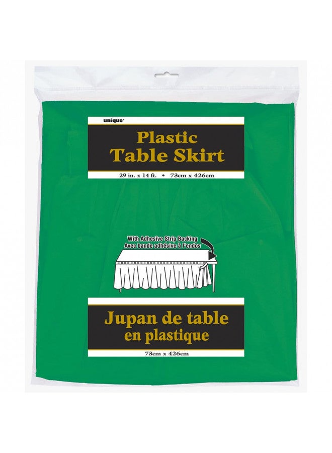 Unique Green Plastic Table Skirt, 29" x 14 ft. - Image 2