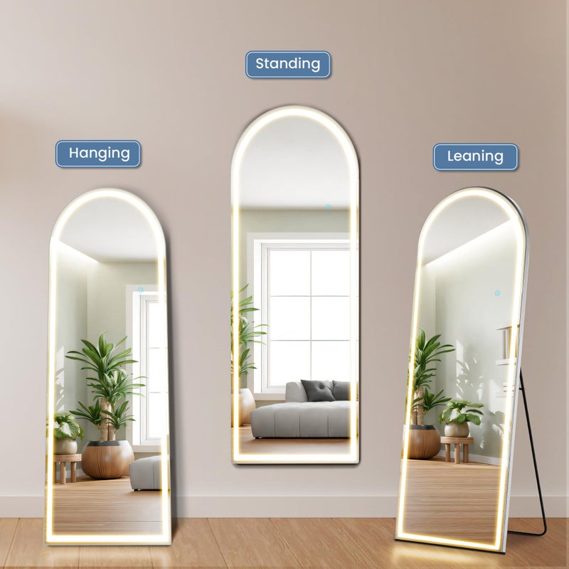 Aidoly 21"Ã—64" Arched LED Full Length Mirror with Stand, Full Body Wall-Mount Mirror with LED Lights 3 Color Lighting, Hanging or Leaning, Floor Standing, Modern Simple Home Wall Decor - Image 4