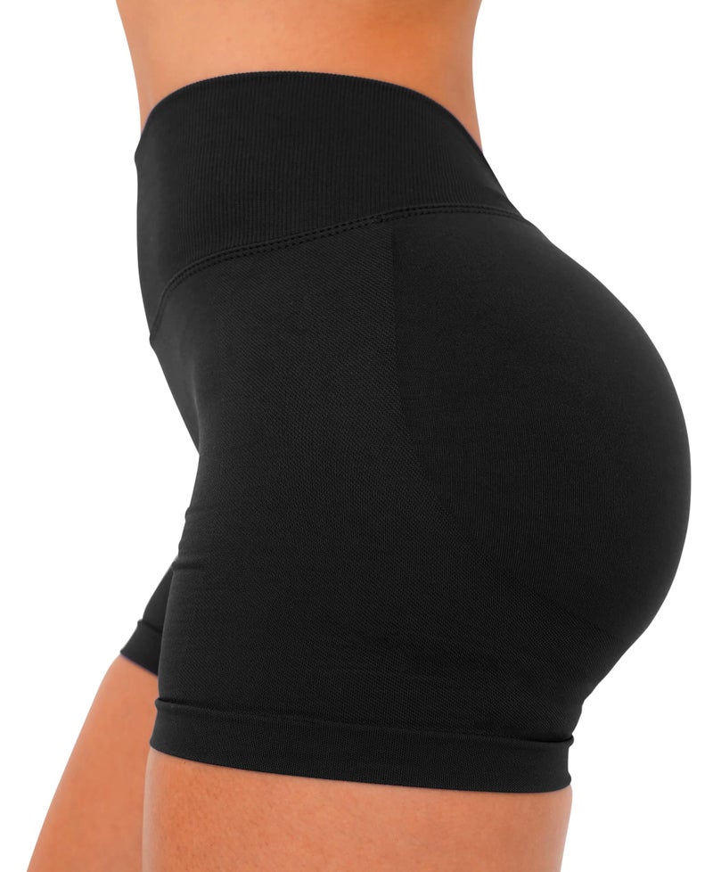 Unthewe Womens Seamless Workout Shorts Scrunch Butt Lifting High Waist V Back Gym Biker Shorts(U566-Black-S) - Image 2