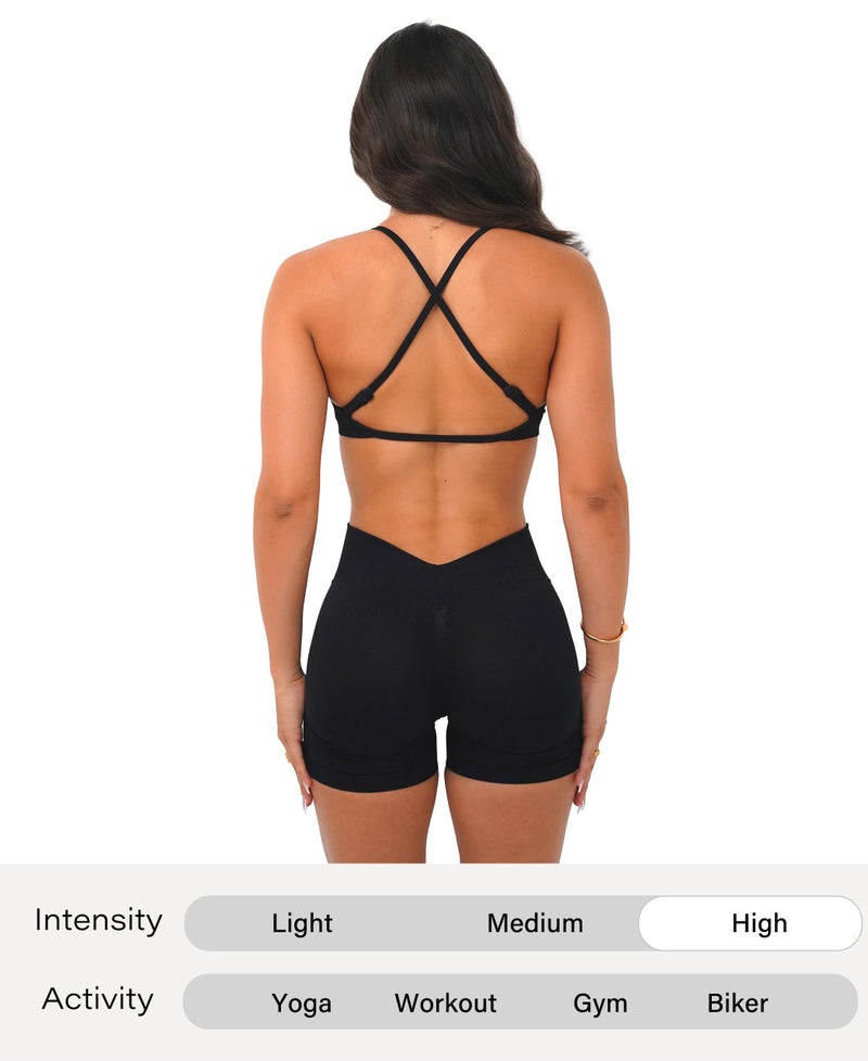 Unthewe Womens Seamless Workout Shorts Scrunch Butt Lifting High Waist V Back Gym Biker Shorts(U566-Black-S) - Image 5