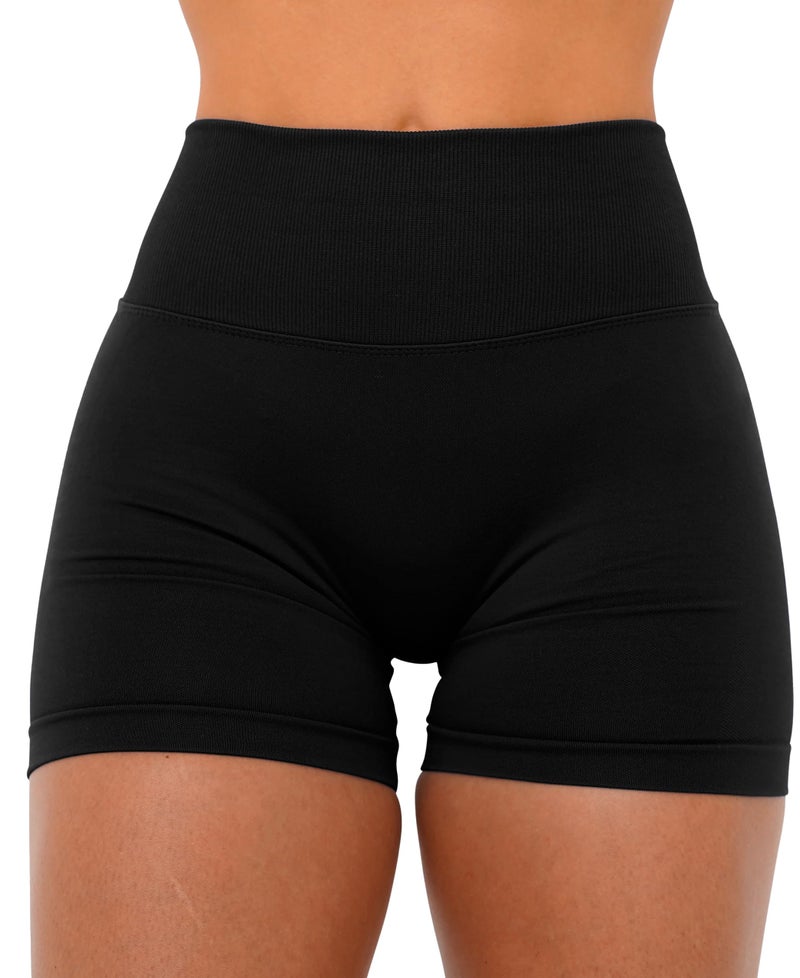 Unthewe Womens Seamless Workout Shorts Scrunch Butt Lifting High Waist V Back Gym Biker Shorts(U566-Black-S) - Image 4