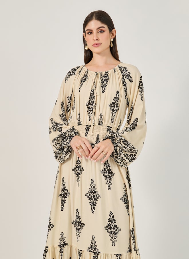 ستايلي فستان قروي مطبوع - Image 3