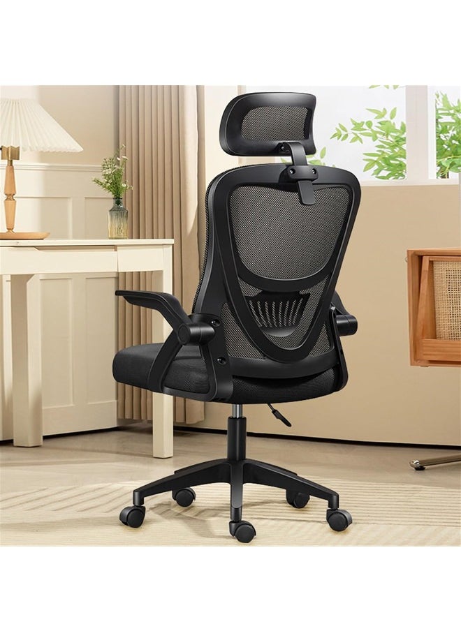 Denzoz Gaming Chair, Ergonomic Office Chair, Breathable Mesh Design, High Back with Adjustable Headrest, Swivel Armrest, Lumbar Support, Black  - Image 2