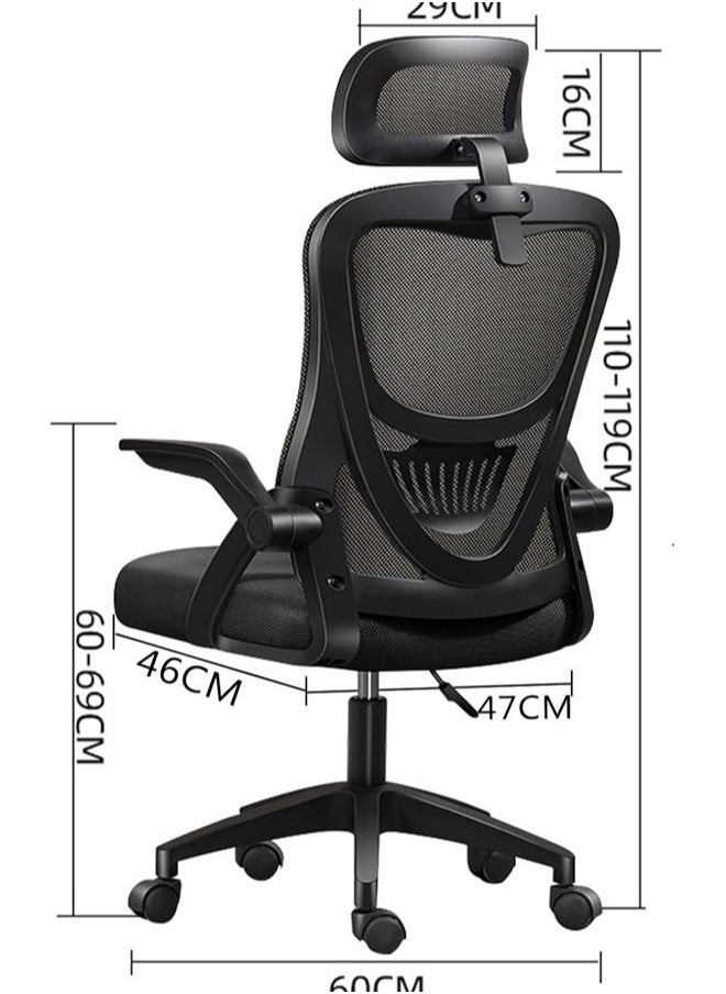 Denzoz Gaming Chair, Ergonomic Office Chair, Breathable Mesh Design, High Back with Adjustable Headrest, Swivel Armrest, Lumbar Support, Black  - Image 3