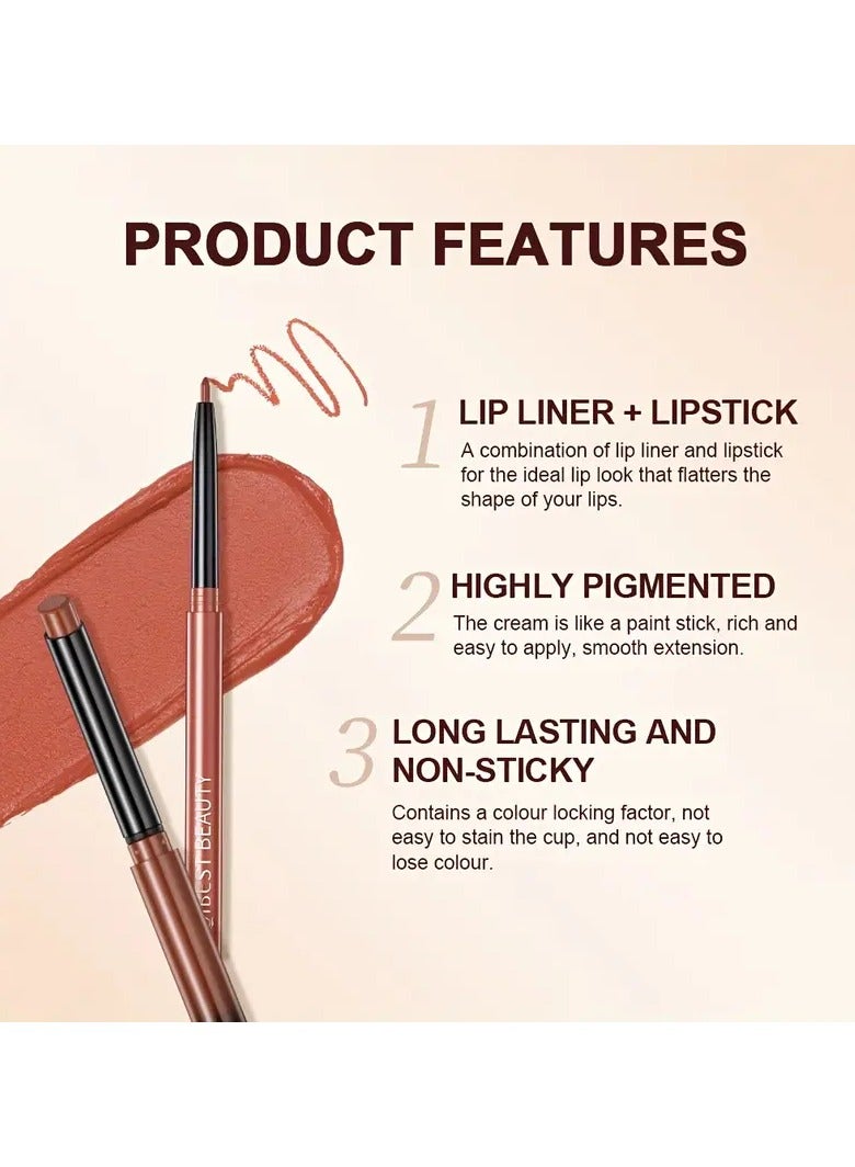 QiBest Lipstick Lip Liner Set Matte Non Decolorize Non Smudge Long Lasting Waterproof Nude Color Lip Liner Stage Makeup - Image 2