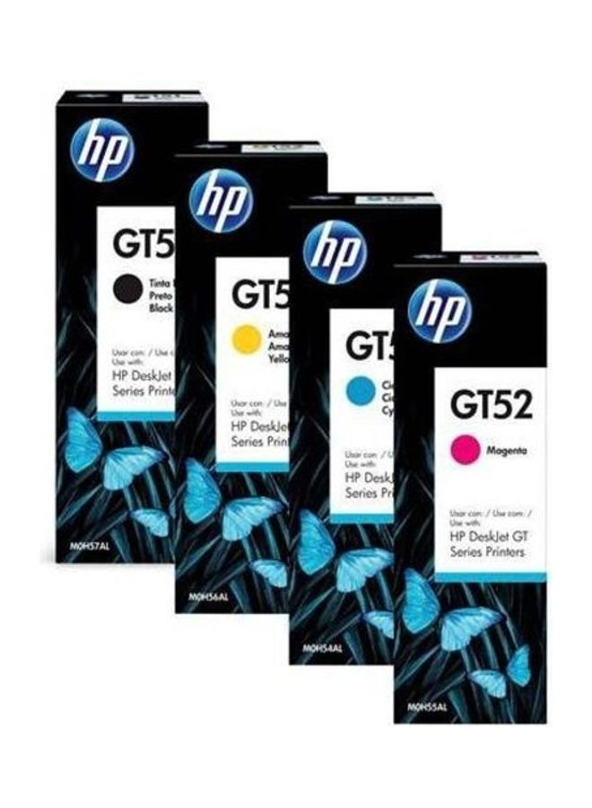 مجموعة من 4 خرطوشات حبر GT53/GT52 للطابعات من سلسلة ديسك جيت جي تي متعدد الألوان