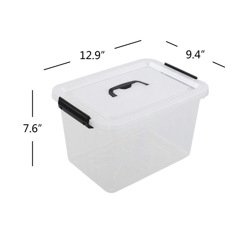 Nicesh 1-Pack Plastic Storage Box, Clear Latch Box with Handle and Lid, 10 L - Image 2