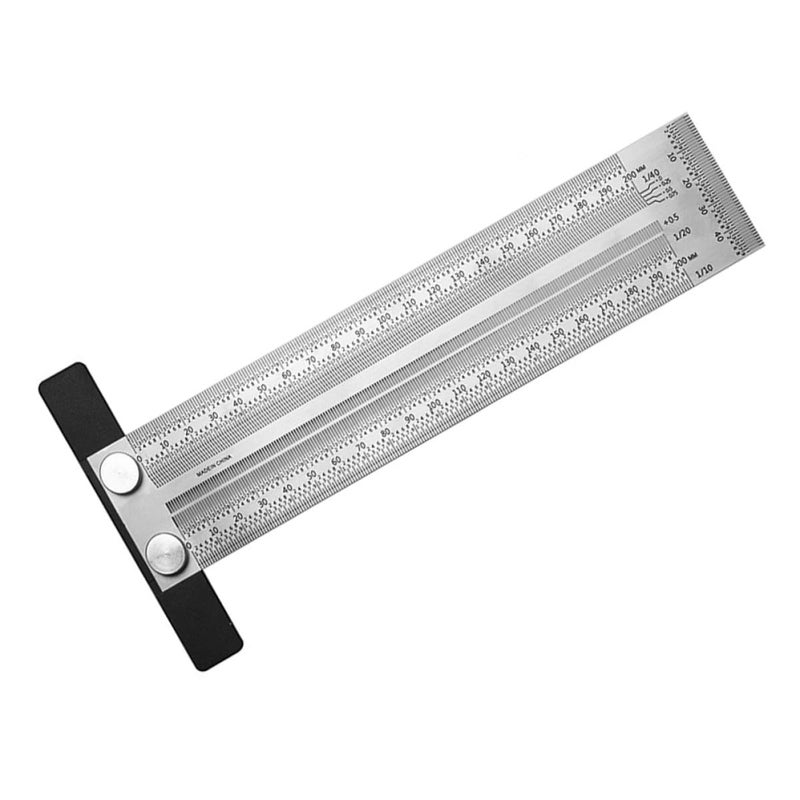 Multifunctional Stainless Steel Carpenter Ruler 200mm Right Angle Scribing Tool Precision Woodworking Measuring Gauge - Image 2