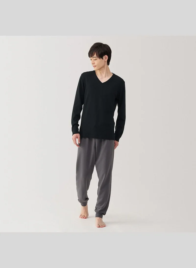 MUJI Warm Cotton And Wool V Neck Long Sleeve T-Shirt