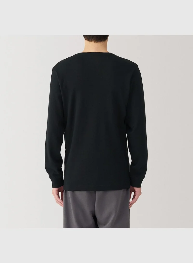 MUJI Warm Cotton And Wool V Neck Long Sleeve T-Shirt