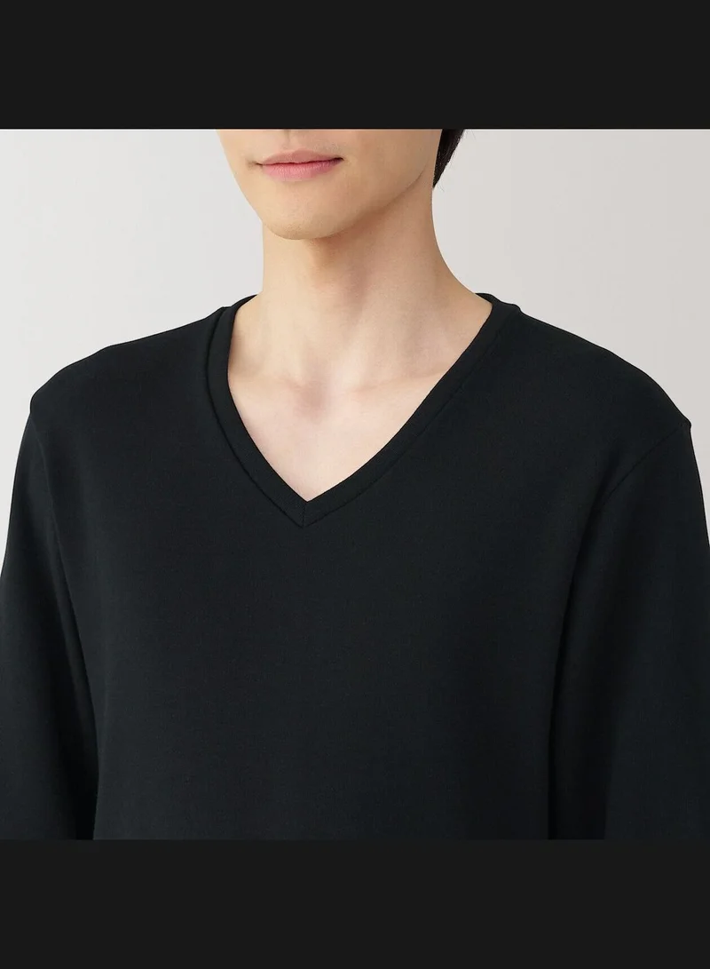 MUJI Warm Cotton And Wool V Neck Long Sleeve T-Shirt
