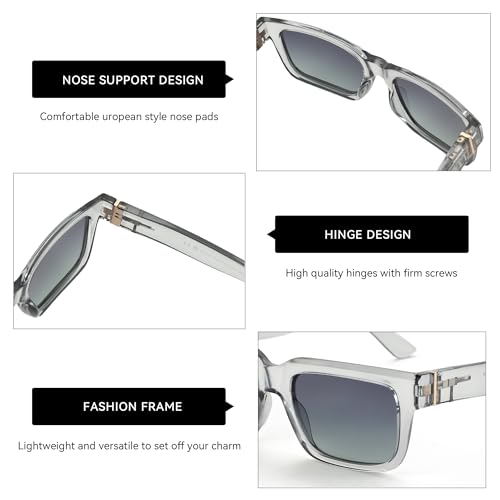 ZENOTTIC Rectangle Sunglasses for Men Women Polarized UV400 Protection Classic Trendy Driving Sun Glasses - Image 3