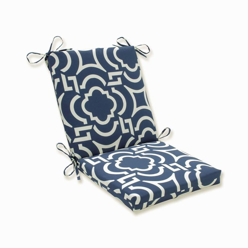 Pillow Perfect Pillow Perfect Trellis IndoorOutdoor Solid Back 1 Piece Chair Cushion with Ties Squared Corner Deep Seat Weather and Fade Resistant 365 x 18 Blue Carmody Navy 