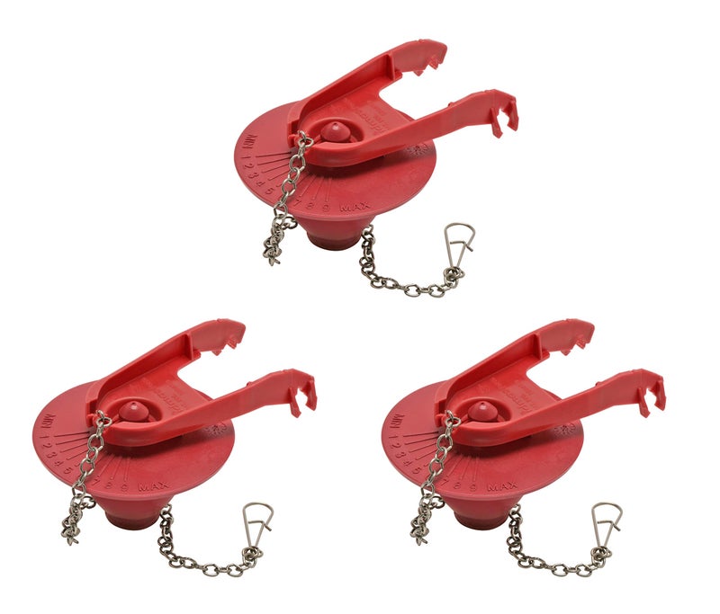 Fluidmaster 502CN3 PerforMAX Universal Water-Saving Long Life Toilet Flapper for 2-Inch Flush Valves, Adjustable Solid Frame Design, Easy Install, 3 Pack, Red, 3 Pack - Image 1