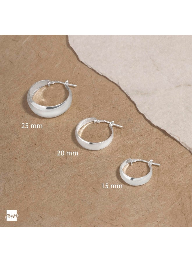 Amberta Women Handmade 925 Sterling Silver Chunky Hoop Earrings: Sterling Silver Chunky Hoop Earrings 25 Mm - Image 4