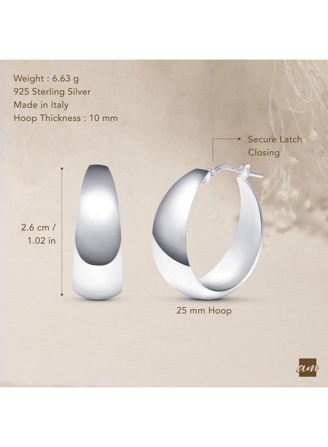 Amberta Women Handmade 925 Sterling Silver Chunky Hoop Earrings: Sterling Silver Chunky Hoop Earrings 25 Mm - Image 5