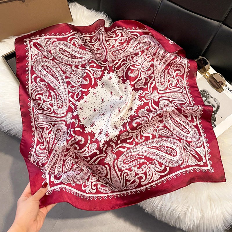 Sumolux Head Hair Scarf for Women Like Satin Silk Scarf Bandana Hair Wrapping Night Large Square Scarves 27.5" - Image 5