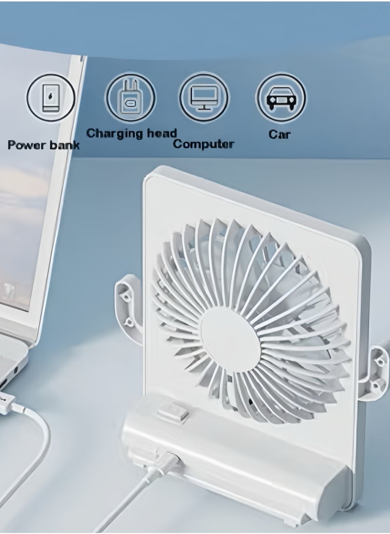 OUYoo Fan Battery Operated Rechargeable 180 Tilt Folding Personal Ultra Quiet Small Portable Fan  - Image 3