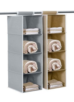 Kuber Industries Kuber Industries Fabric Non Woven Hanging 4 Shelves Foldable Wardrobe/Closet Cloth Organizer (Grey & Brown)-Pack of 2-Kubmart15332  - Image 1