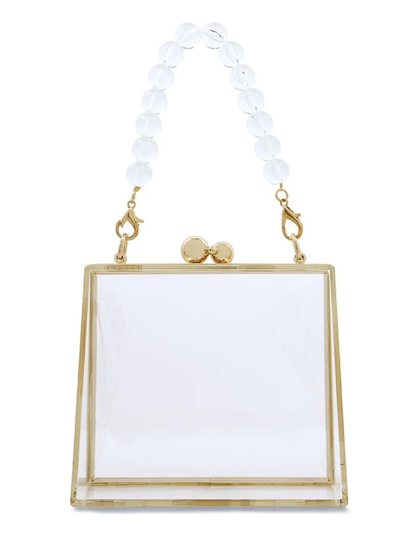 London Rag Transparent Clear Triangle Clutch Bag