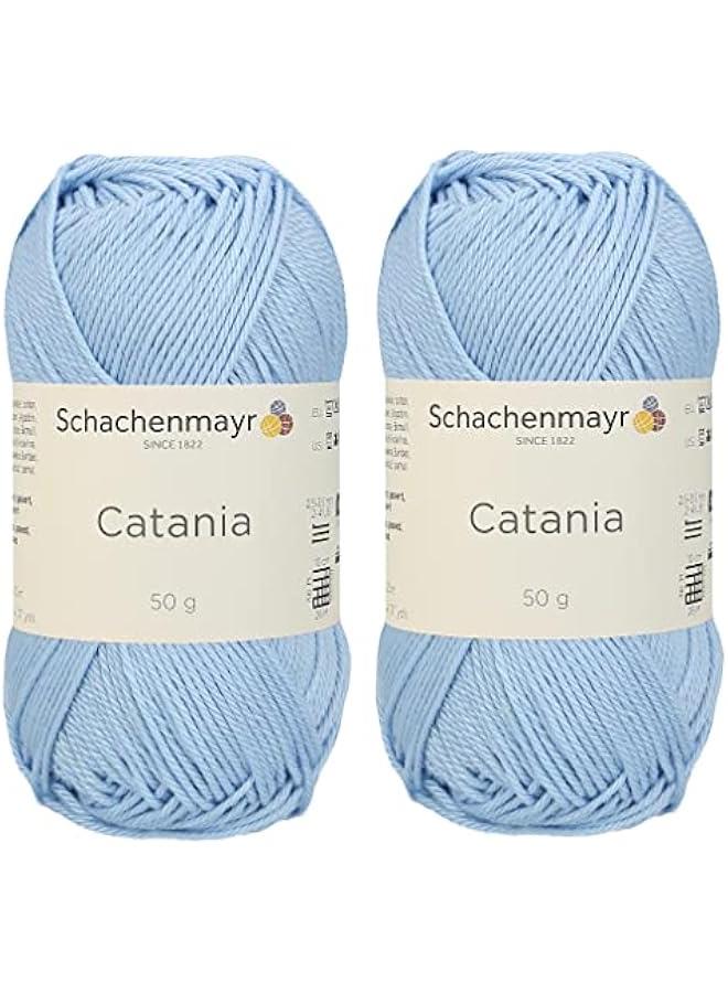 Arabest 【 Set of 2 Skeins 】 SMC Catania Originals 100% Mercerized Cotton Yarn, Total 3.52 Oz. Each 1.76 Oz (50g) / 136 Yrds (125 m) Amigurumi Yarn Fine-Sport 2 (173 Light Blue) - Image 1