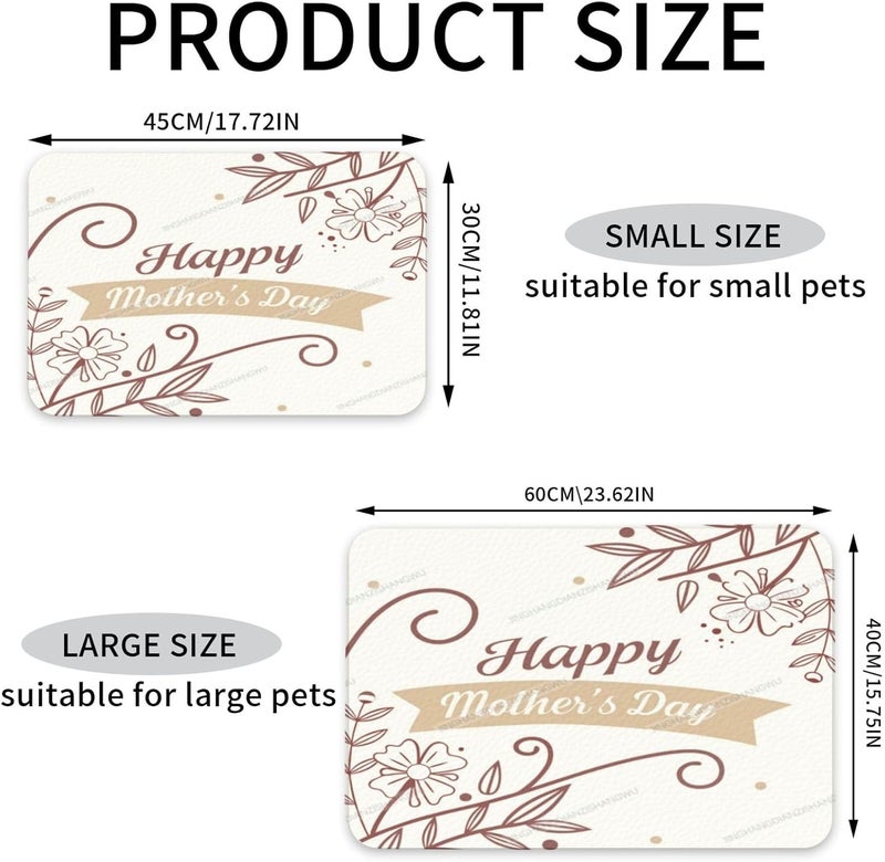 Dog Food Mat Happy Mother's Day Floral Gift for Mom Fy Absorbent Water Bowl Mats Cat Pet Feeding Placemats 18X12In - Image 2