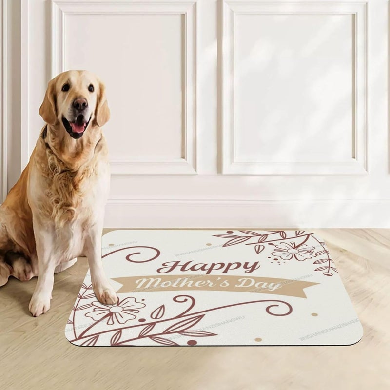 Dog Food Mat Happy Mother's Day Floral Gift for Mom Fy Absorbent Water Bowl Mats Cat Pet Feeding Placemats 18X12In - Image 4