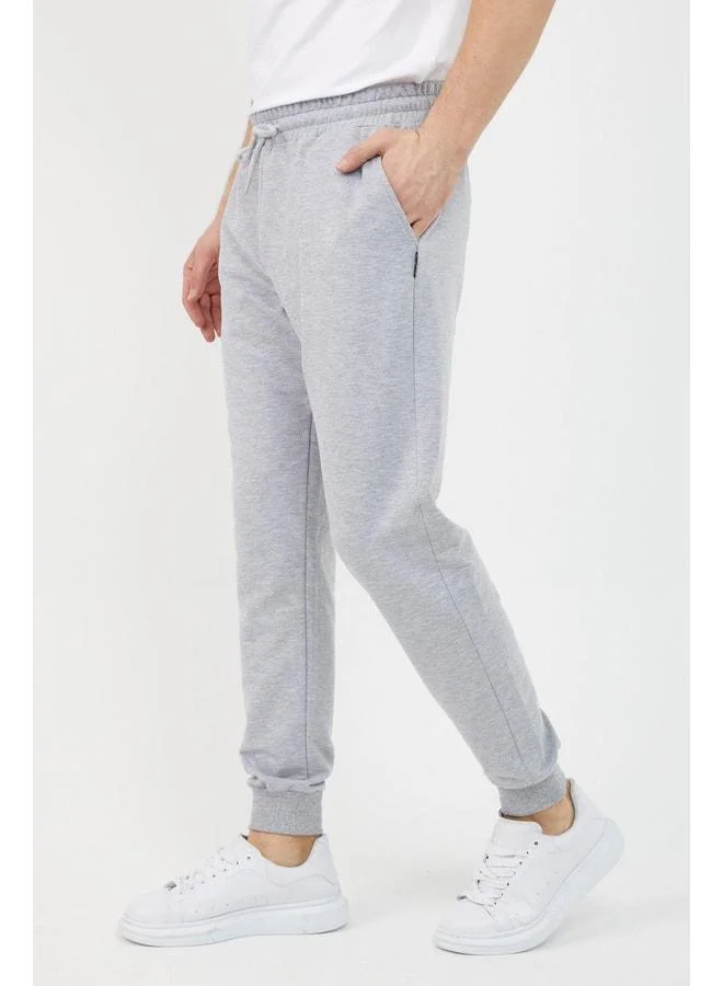 Mmetalic Men's Gray Sweatpants with Pockets, Standard Fit, Comfortable Cut