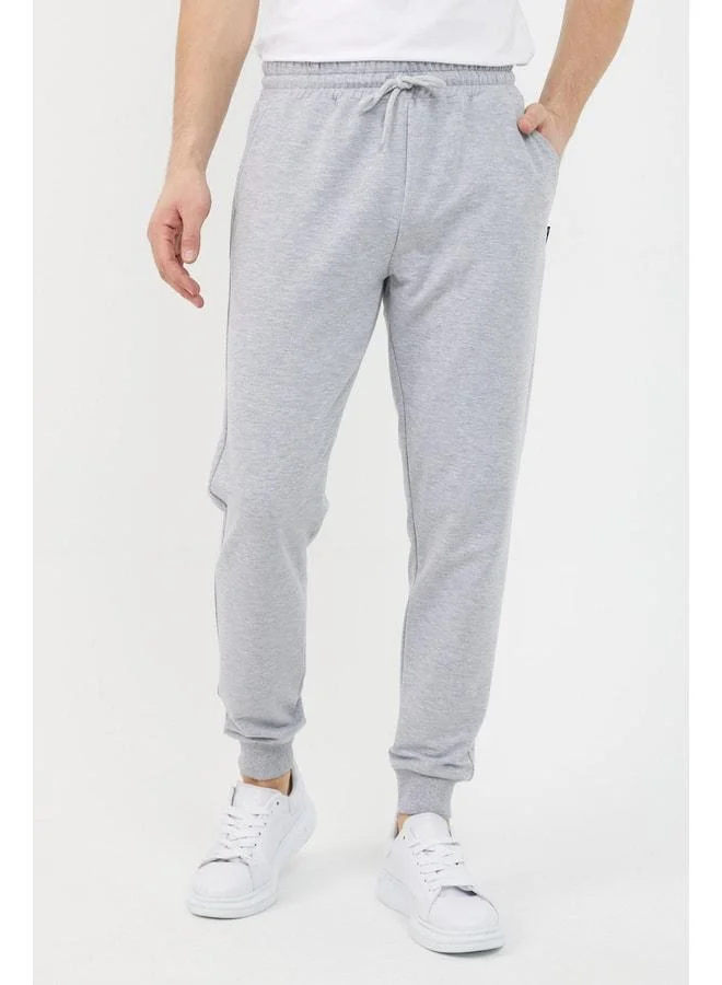 Mmetalic Men's Gray Sweatpants with Pockets, Standard Fit, Comfortable Cut