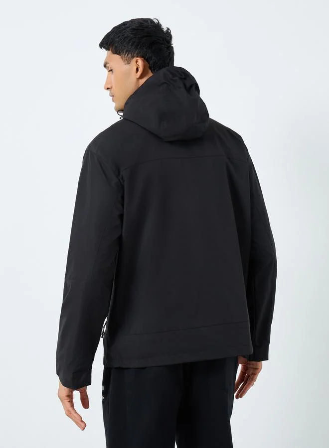 Styli Styli Men Black Solid Oversized Hooded Jacket