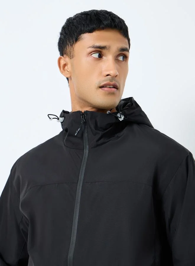 Styli Styli Men Black Solid Oversized Hooded Jacket
