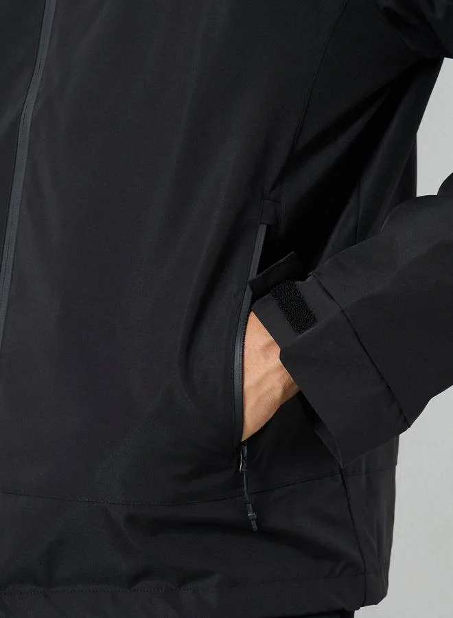 Styli Styli Men Black Solid Oversized Hooded Jacket