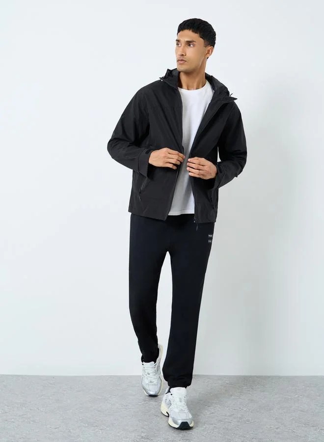 Styli Styli Men Black Solid Oversized Hooded Jacket