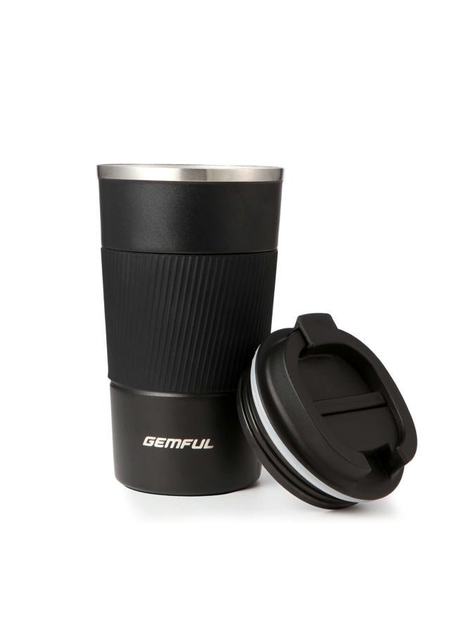 GEMFUL Travel Coffee Mug Stainless Steel Vacuum Ice and Hot Drinks Insulated Tumbler for Home Office Outdoor Works, 510ml, Black - Image 1