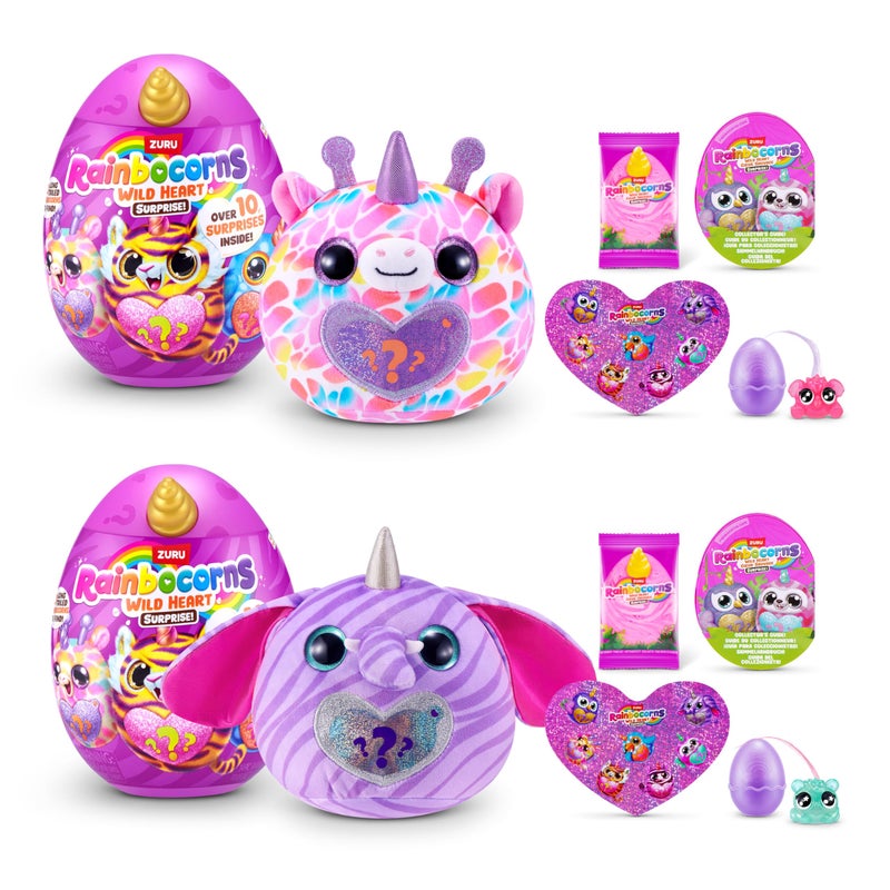 Rainbocorns Wild Heart Surprise 2 Pack by ZURU â€“ Collectible Plush Toy with Surprises, Mystery Egg for Girls & Boys Ages 3+ - Image 1