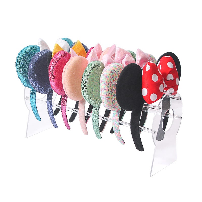 Ausalivan Acrylic Headband Holder Organizer,Headband Storage Display Stand,Disney Mickey and Minnie ear holder,Clear Hair Accessory Rack For Girls Room (Acrylic, 1 Tier) - Image 1