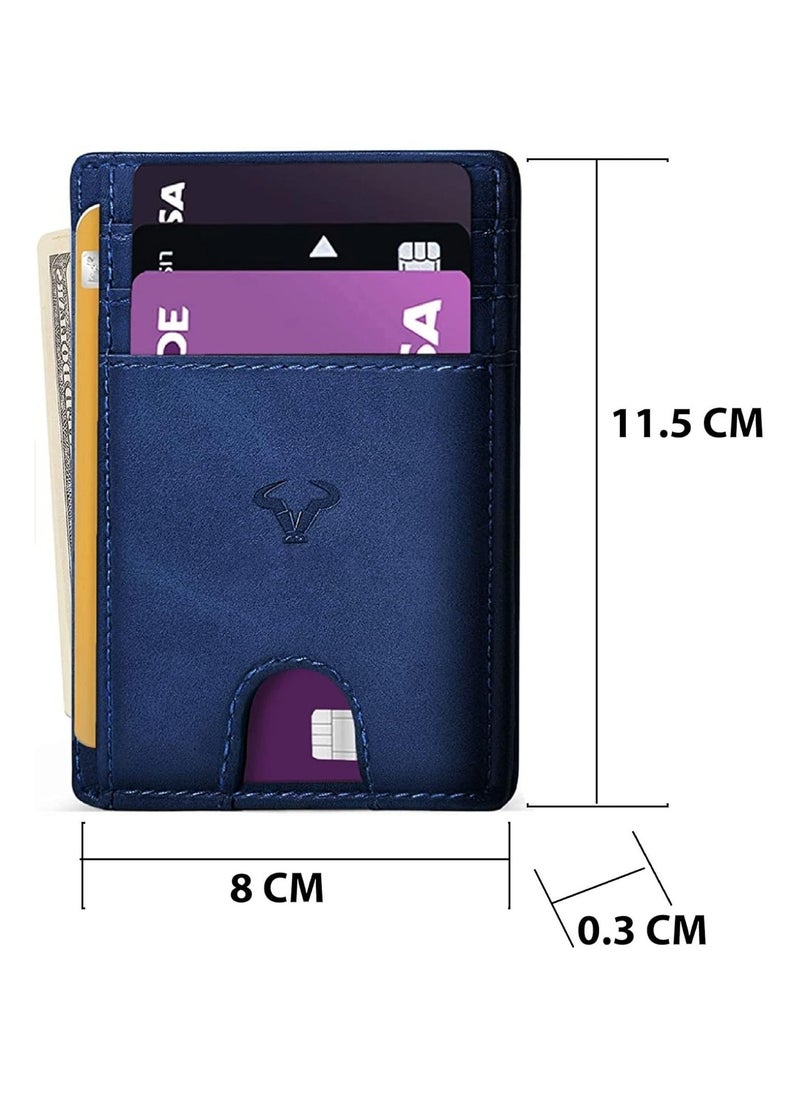 CONTACTS - Genuine Leather Slim Wallet RFID Blocking Skinny Minimal Thin Front Pocket Wallet Sleeve Card Holder for Men 7 Card Slots 1 ID Window - Image 1
