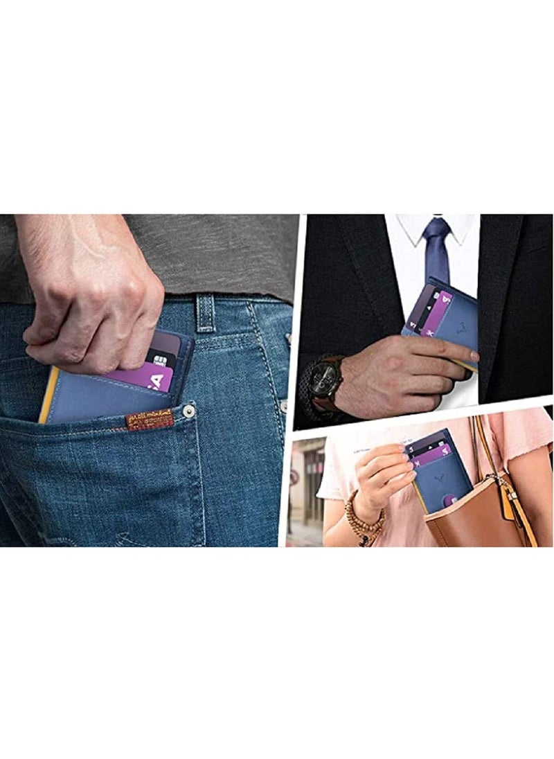 CONTACTS - Genuine Leather Slim Wallet RFID Blocking Skinny Minimal Thin Front Pocket Wallet Sleeve Card Holder for Men 7 Card Slots 1 ID Window - Image 1
