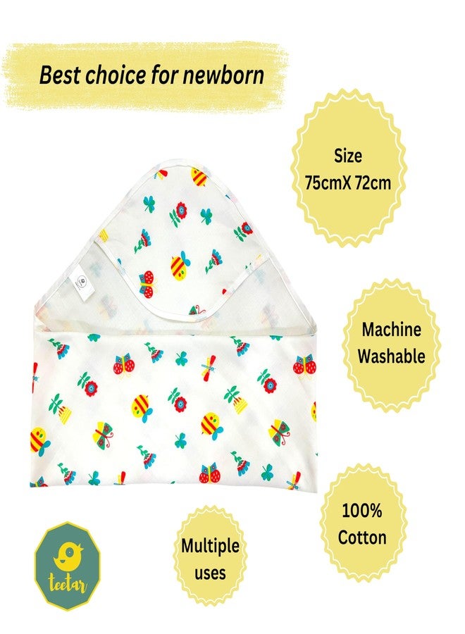 TEETAR Hooded Baby Towel - 100% Muslin Cotton, Ultra Soft & Quick Dry | Absorbent & Breathable Newborn Bath Wrap for Infants & Toddlers | Lightweight Baby Towel 75x72 cm - Image 4
